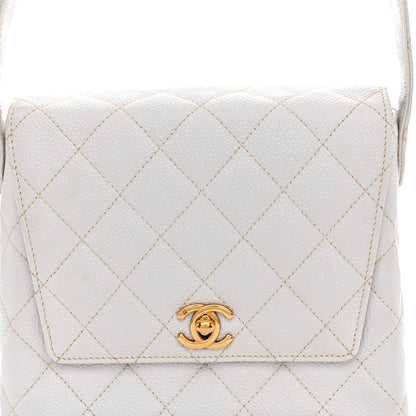 Chanel Caviar CC Shoulder Bag White 9 of 16