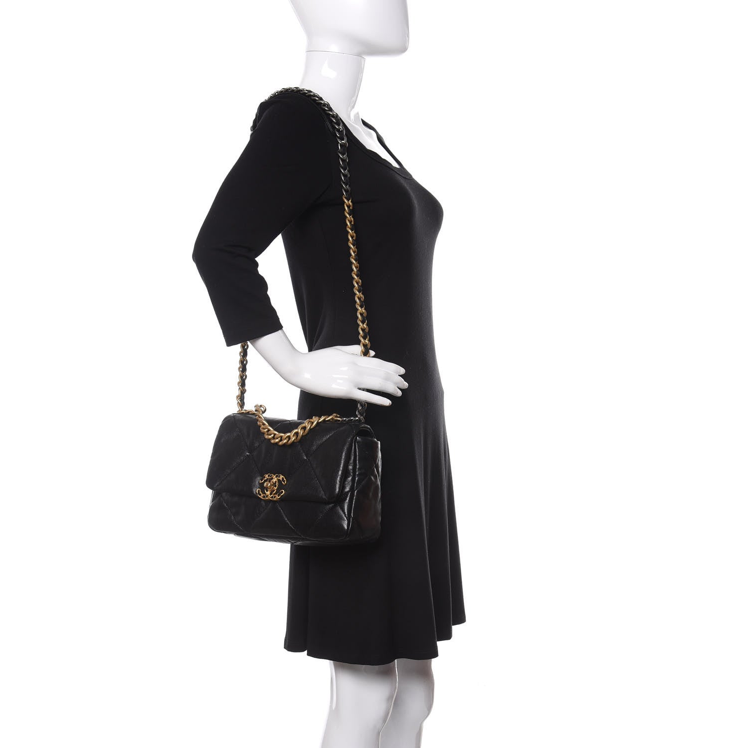 Chanel Lambskin Quilted Medium 19 Flap Black 2 of 11