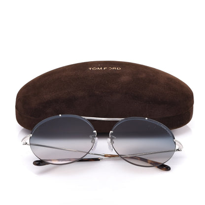Tom Ford Veronique Round Frame Sunglasses TF565 Shiny Silver 9 of 9