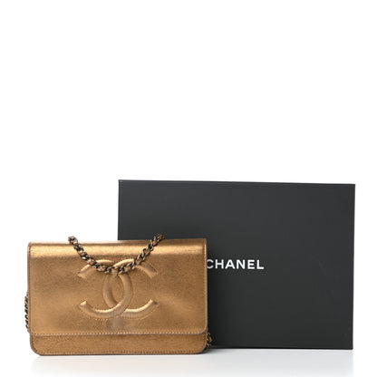 Chanel Metallic Lambskin Timeless Wallet on Chain WOC Gold 12 of 12