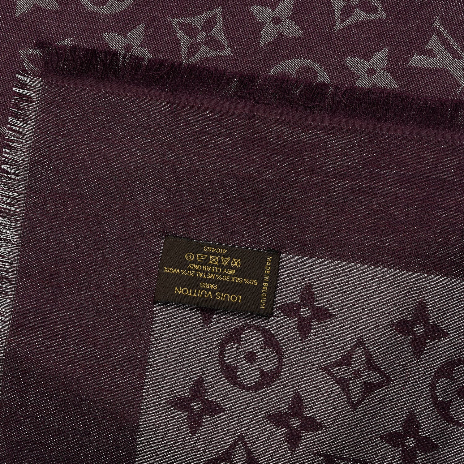 Louis Vuitton Silk Lurex Wool Monogram Shine Shawl Amarante 3 of 4