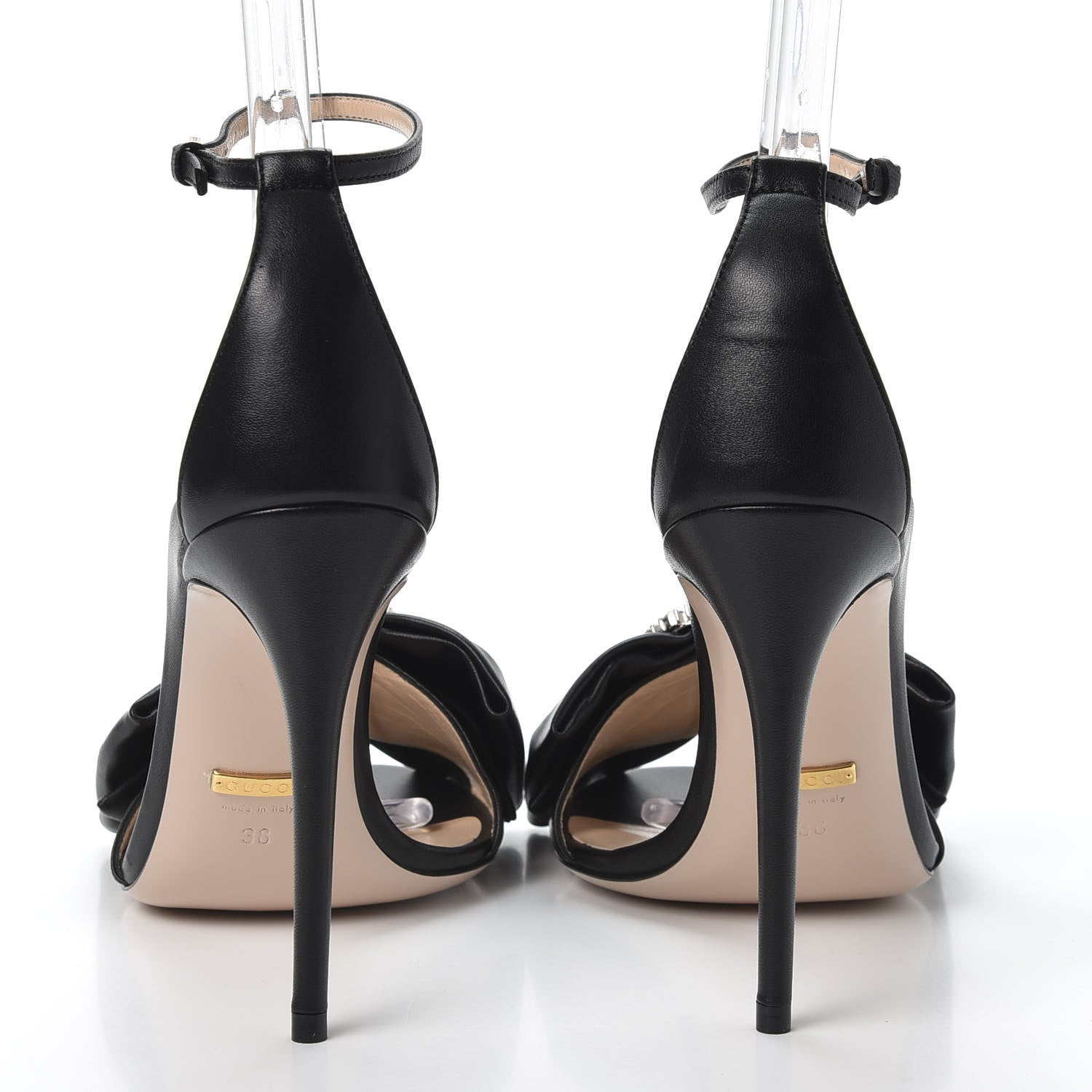 Gucci Nappa Ilse Pleated Bow Sandals 38 Black 7 of 10