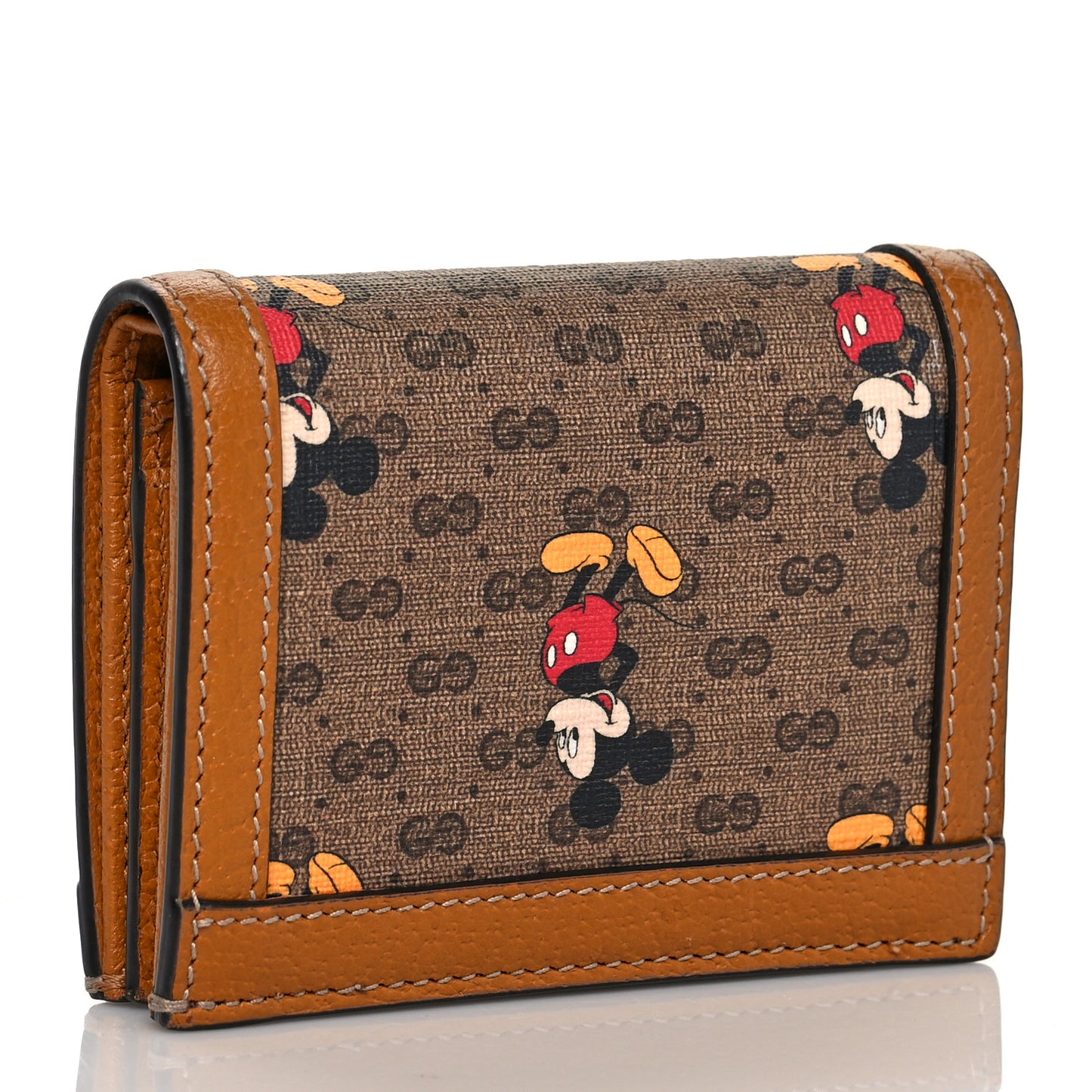 X DISNEY Mini Vintage GG Supreme Monogram Mickey Mouse Card Holder Wallet Beige Vintage Sun Oil