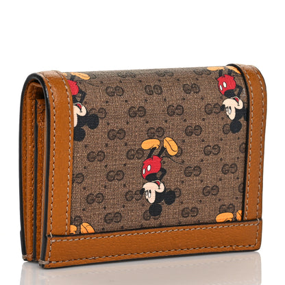 Gucci X DISNEY Mini Vintage GG Supreme Monogram Mickey Mouse Card Holder Wallet Beige Vintage Sun Oil 3 of 7