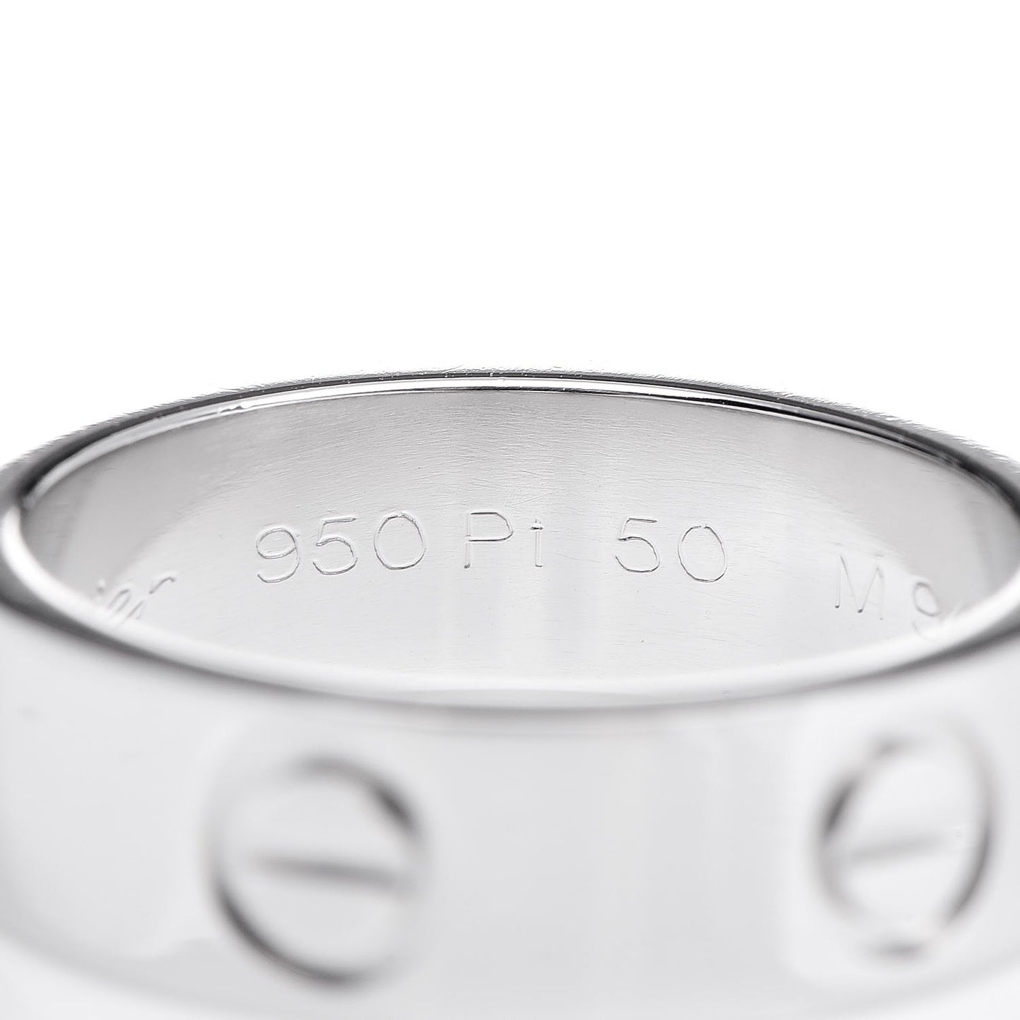 Platinum 5.5mm LOVE Ring 50 5.25