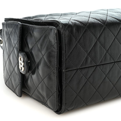 Chanel Shiny Crumpled Calfskin Quilted Medium Chanel 25 Handbag Black 10 of 11