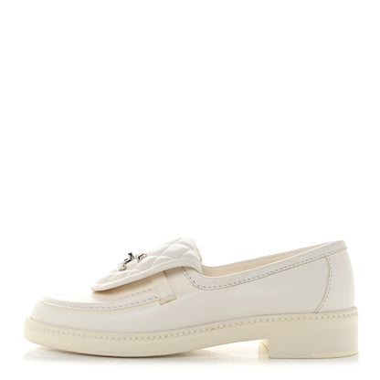 Chanel Lambskin Quilted CC Turnlock Loafers 37.5 White 1 of 9