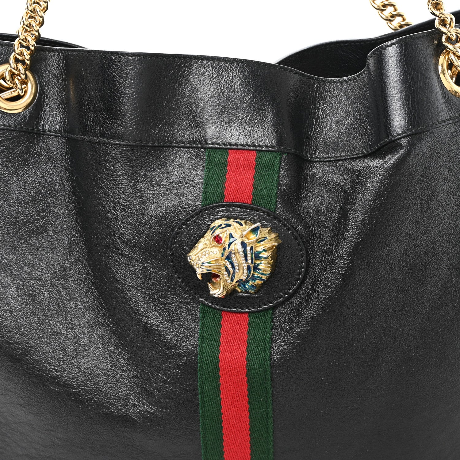 Gucci Calfskin Large Rajah Chain Tote Black 9 of 14