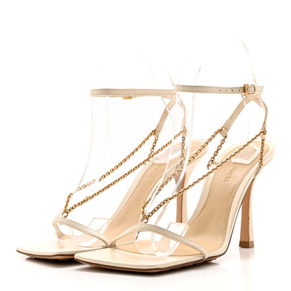 Bottega Veneta Lambskin Stretch Chain Strap 90mm Sandals 37.5 Sea Salt 3 of 14