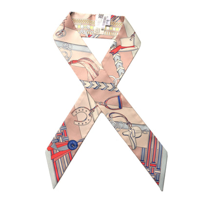 Hermes Silk Brides et Gris Twilly Rose Poudre Bleu Gris 1 of 4