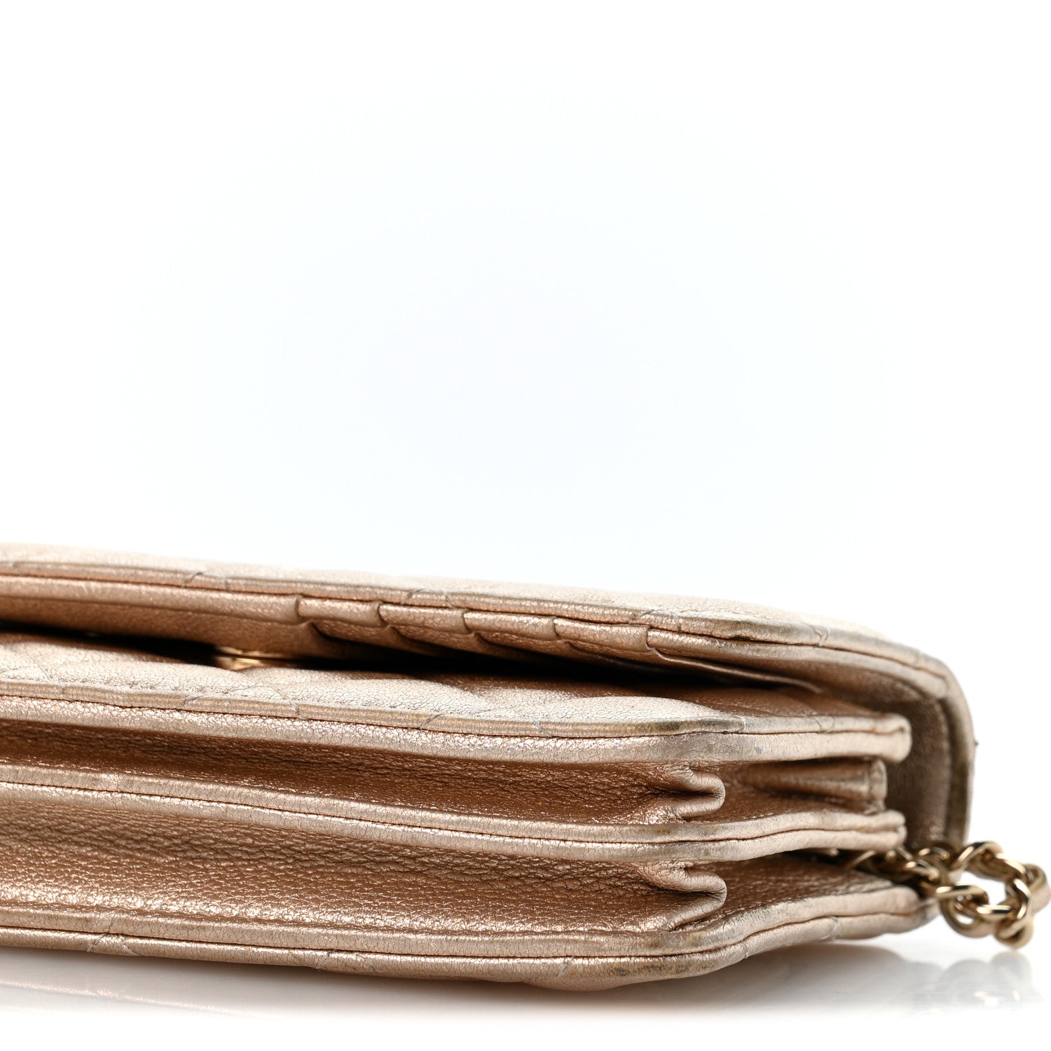 Chanel Metallic Lambskin Quilted Mini Wallet On Chain WOC Gold 10 of 14