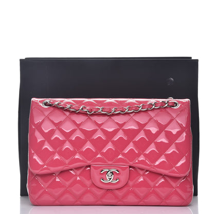 Chanel Patent Quilted Jumbo Double Flap Pink 10 of 10