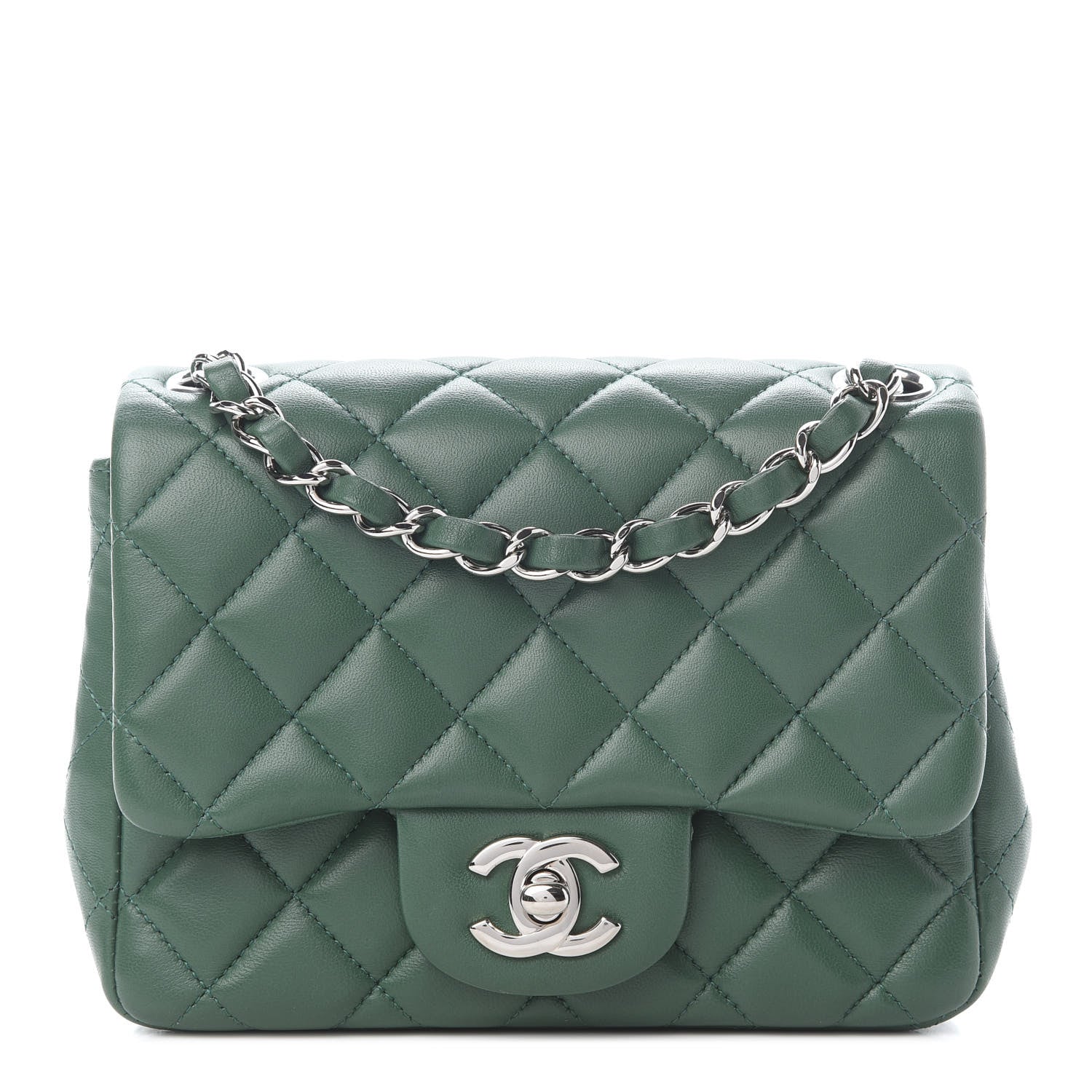 Chanel Lambskin Quilted Mini Square Flap Green 1 of 9