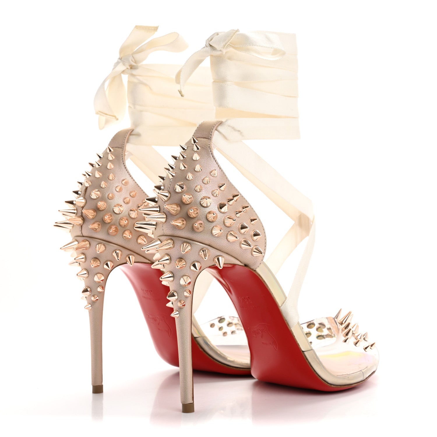 Christian Louboutin PVC Specchio Nappa Laser Barbarissima Sandals 36.5 Nude 5 of 12