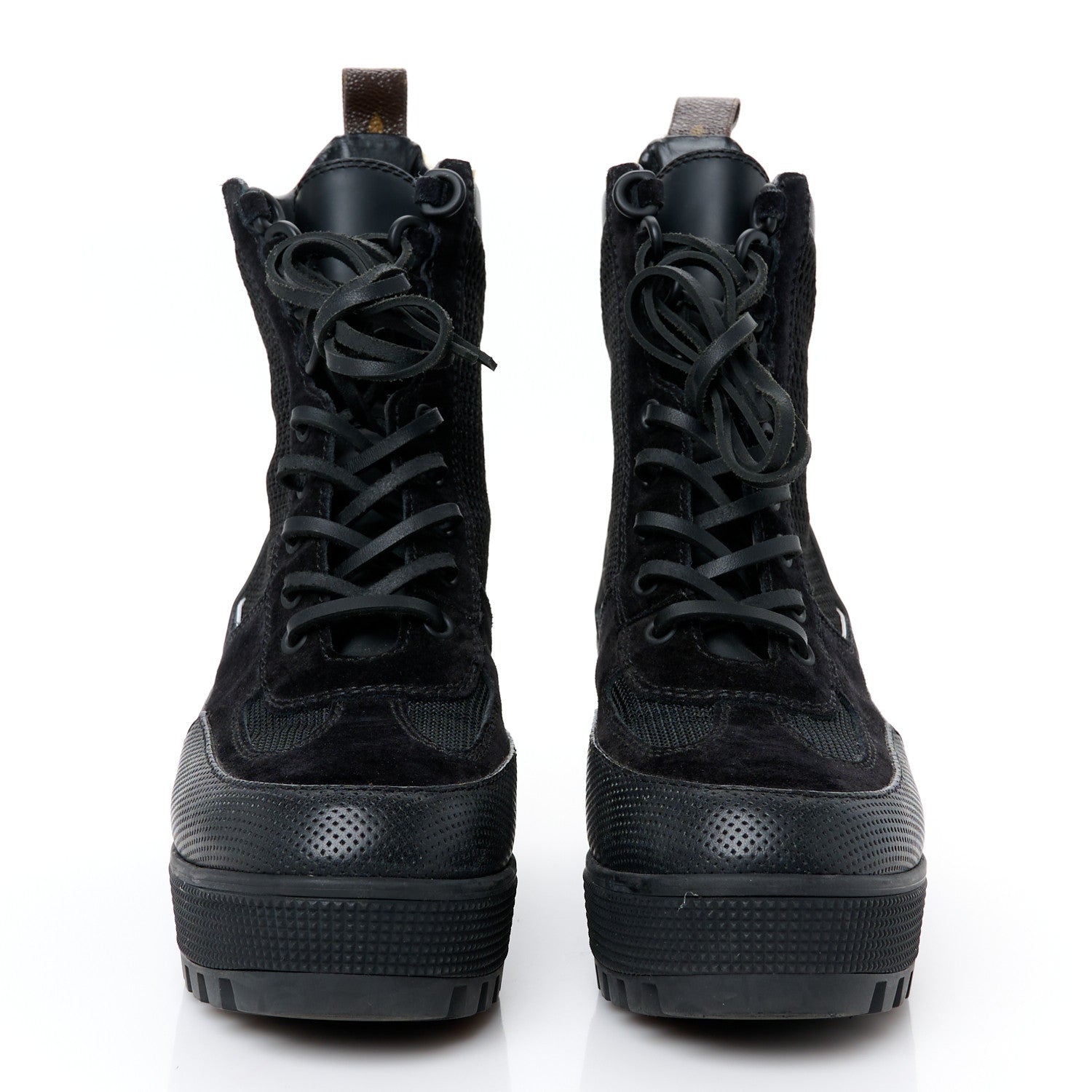 Louis Vuitton Suede Calfskin Mesh Logo Laureate Platform Desert Boots 37 Black 3 of 9