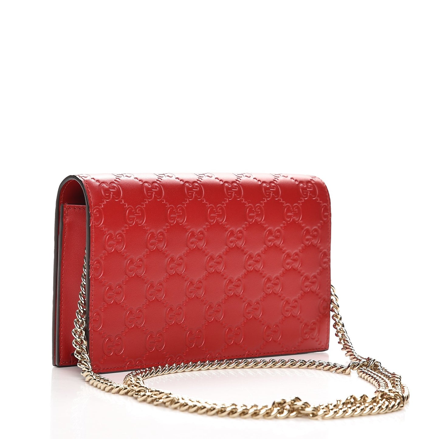 Guccissima Signature Bowy Chain Wallet Hibiscus Red