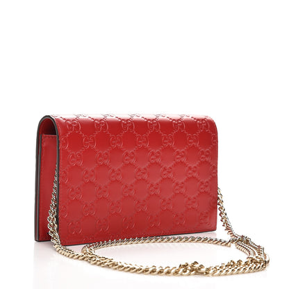 Gucci Guccissima Signature Bowy Chain Wallet Hibiscus Red 2 of 6