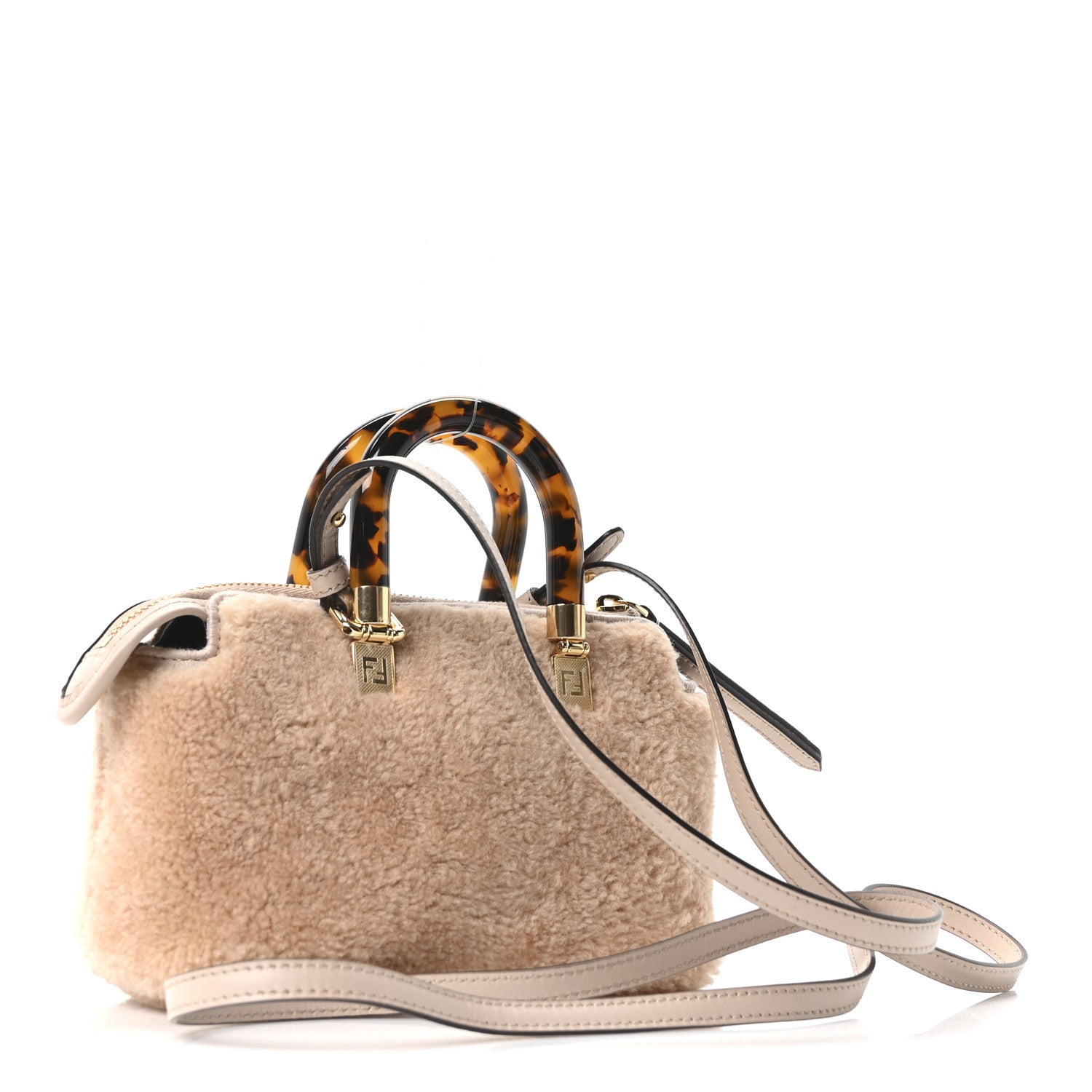 Fendi Sheepskin Vitello King Plexiglass Logo Embroidered Mini By The Way Top Handle Boston Soap 3 of 10