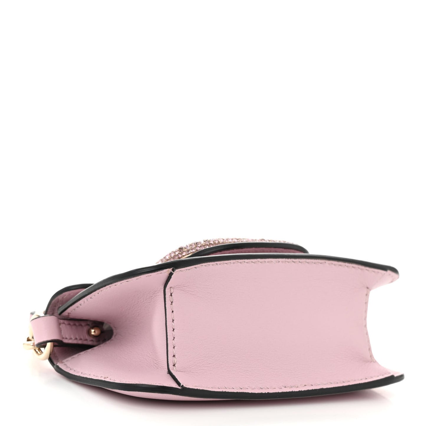 Calfskin Crystal Vlogo Micro Loco Shoulder Bag Rose Cannelle