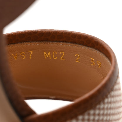 Valentino Garavani Canvas Grained Calfskin VLogo 75mm Sandals 39 Beige Selleria 9 of 10
