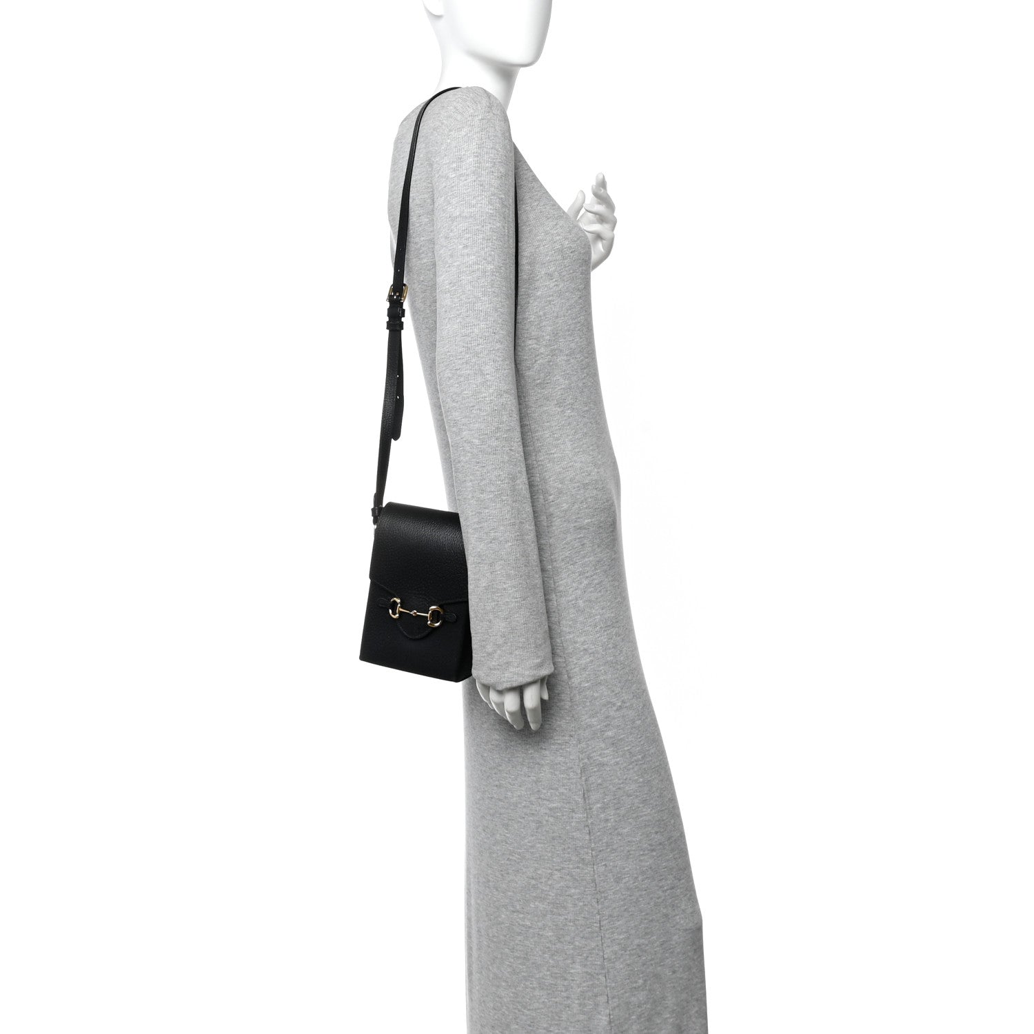 Gucci Dollar Calfskin Vertical Horsebit 1955 Crossbody Bag Black 2 of 10