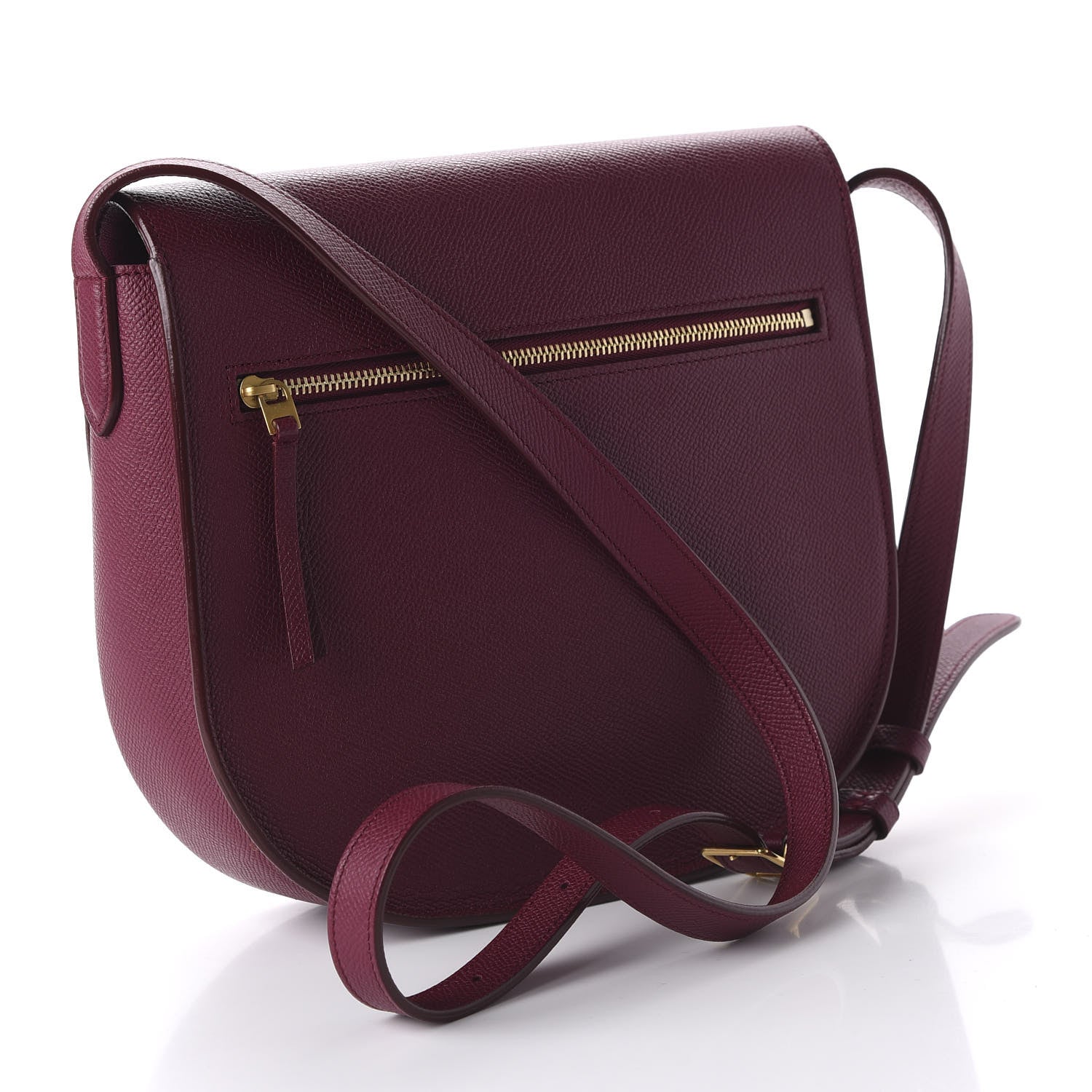 Celine Grained Calfskin Medium Trotteur Plum 3 of 10