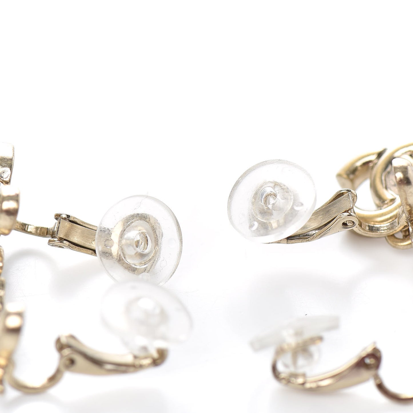 Metal CC Turnlock Climber Clip On Earrings Gold