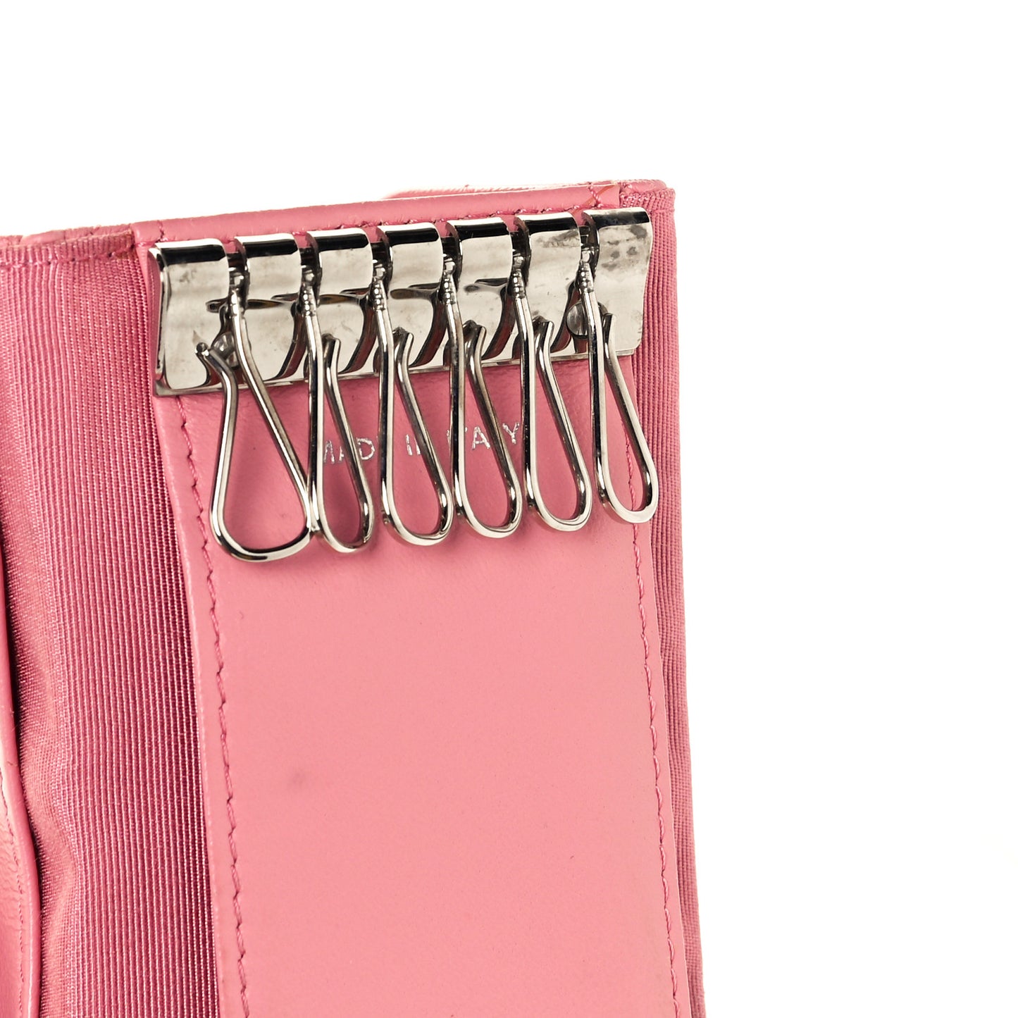 Lambskin Quilted 6 Key Holder Pink