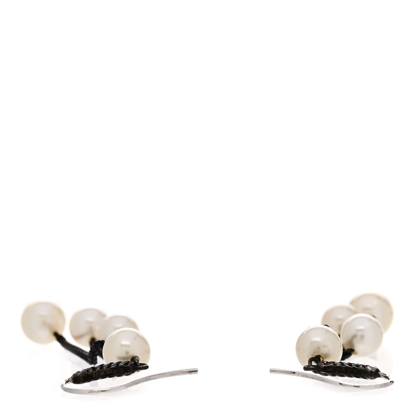 Darkened Sterling Silver Pearl Drop Earrings