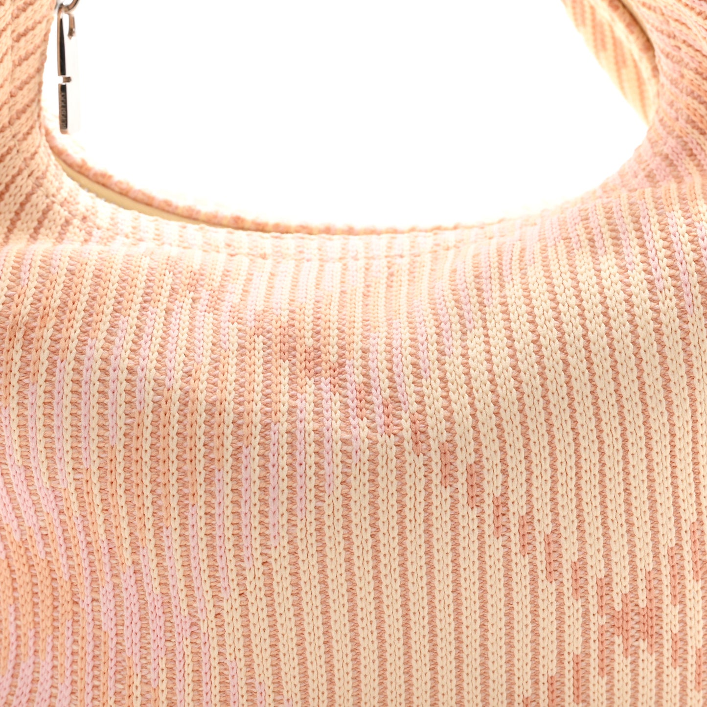 Canvas Knitted Check Mini Peg Duffle Bag Sherbert