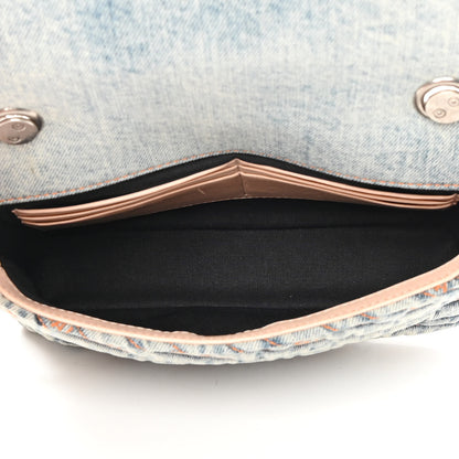 Balenciaga Destroyed Denim Jacquard Logo Matelasse BB Chain Wallet Bluette 5 of 13