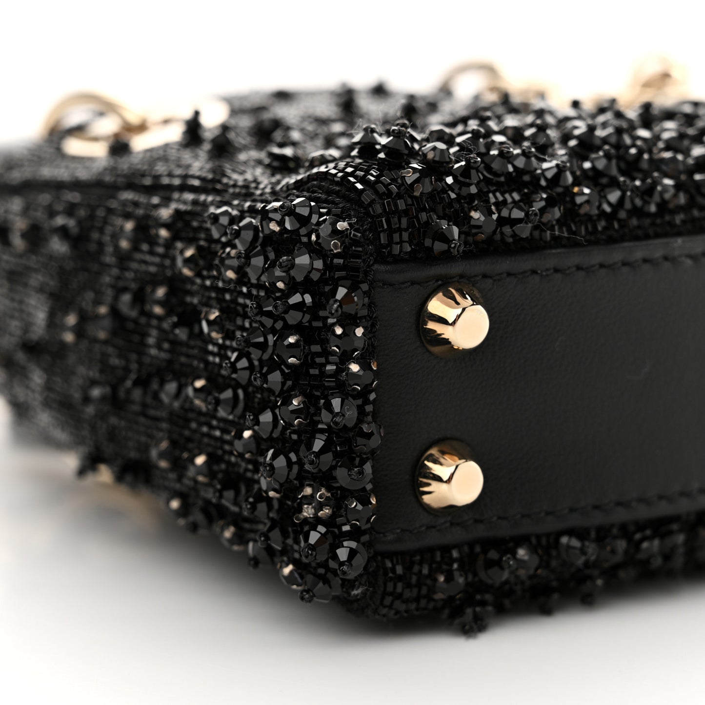 Lambskin Beaded Micro Lady Dior Black