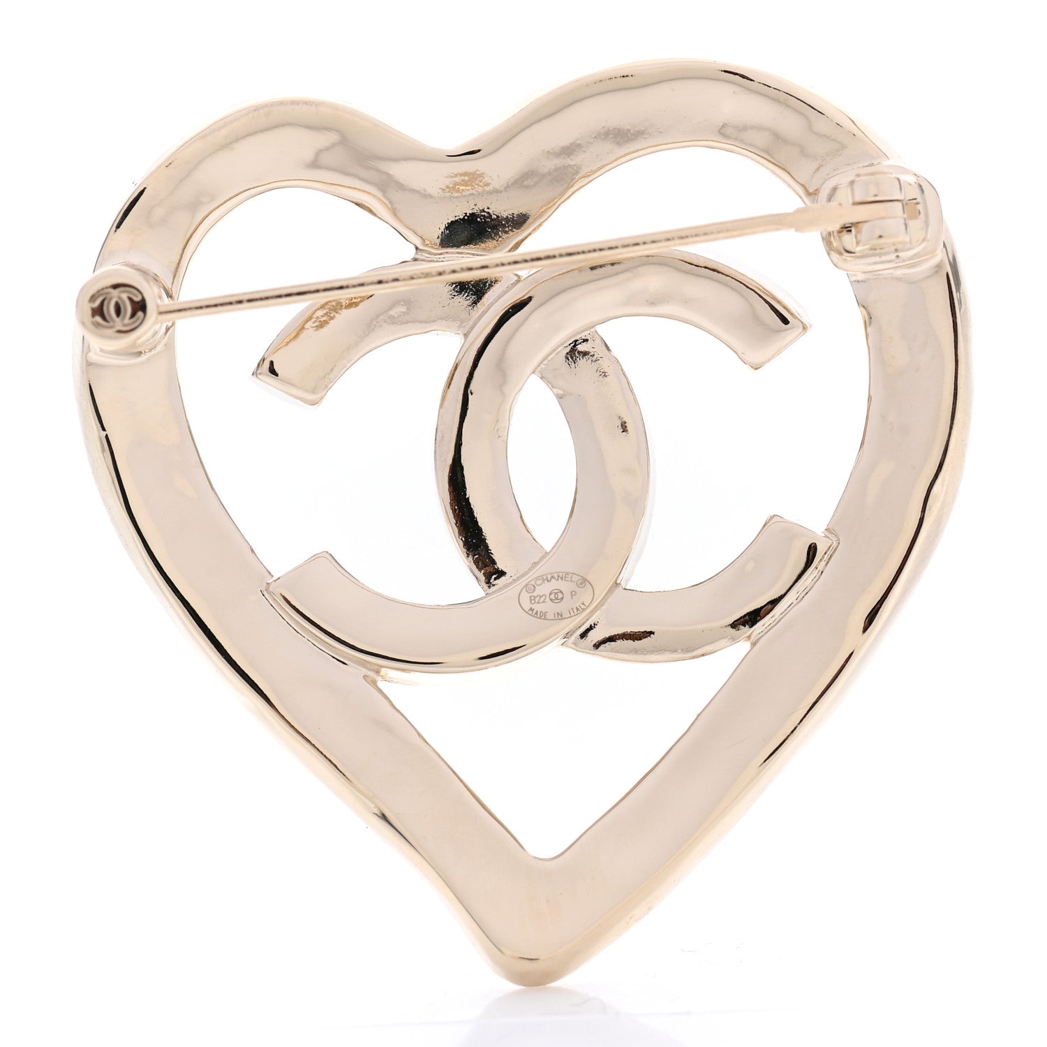 Chanel Metal CC Heart Coco In Love Brooch Gold 3 of 5
