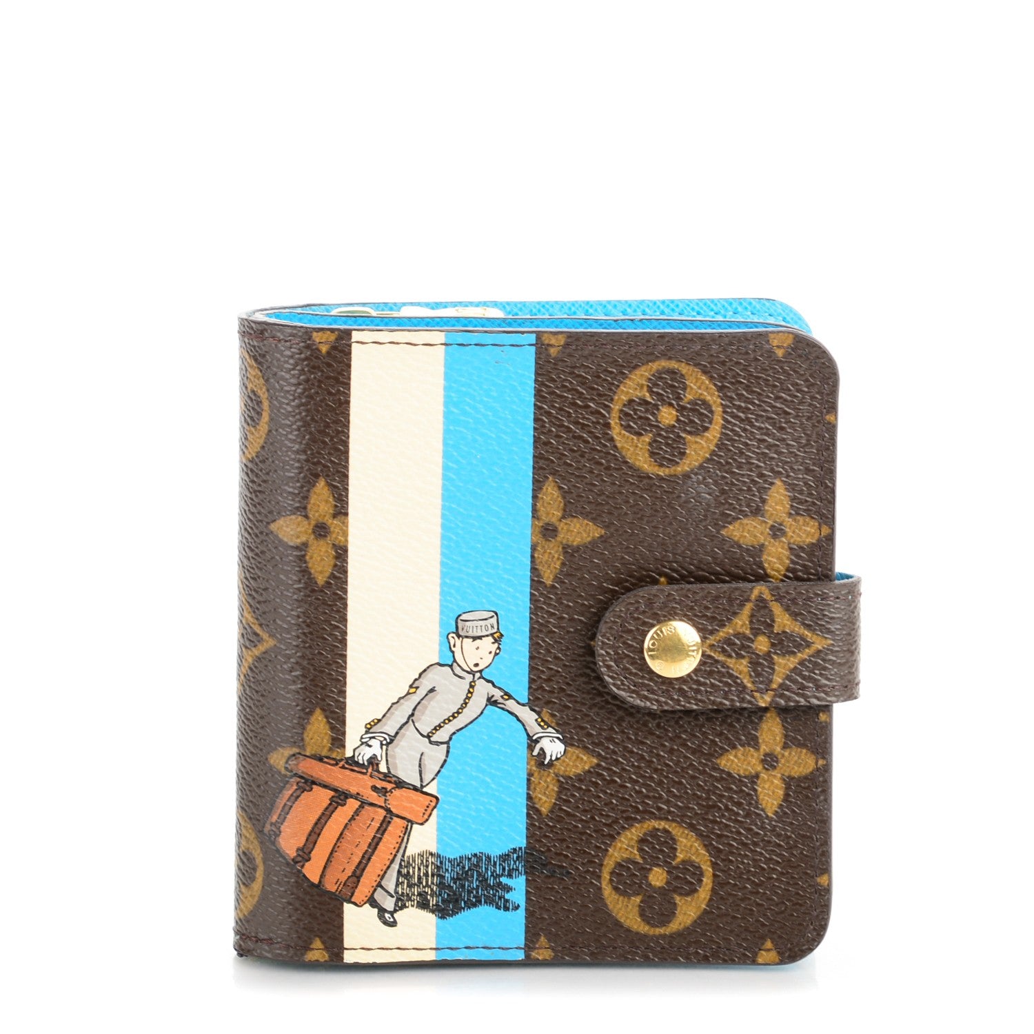 Louis Vuitton Monogram Groom Compact Zip Wallet Blue 1 of 7