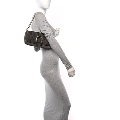 Gucci Snakeskin Calfskin Embossed Greenwich Clutch Grey 2 of 10