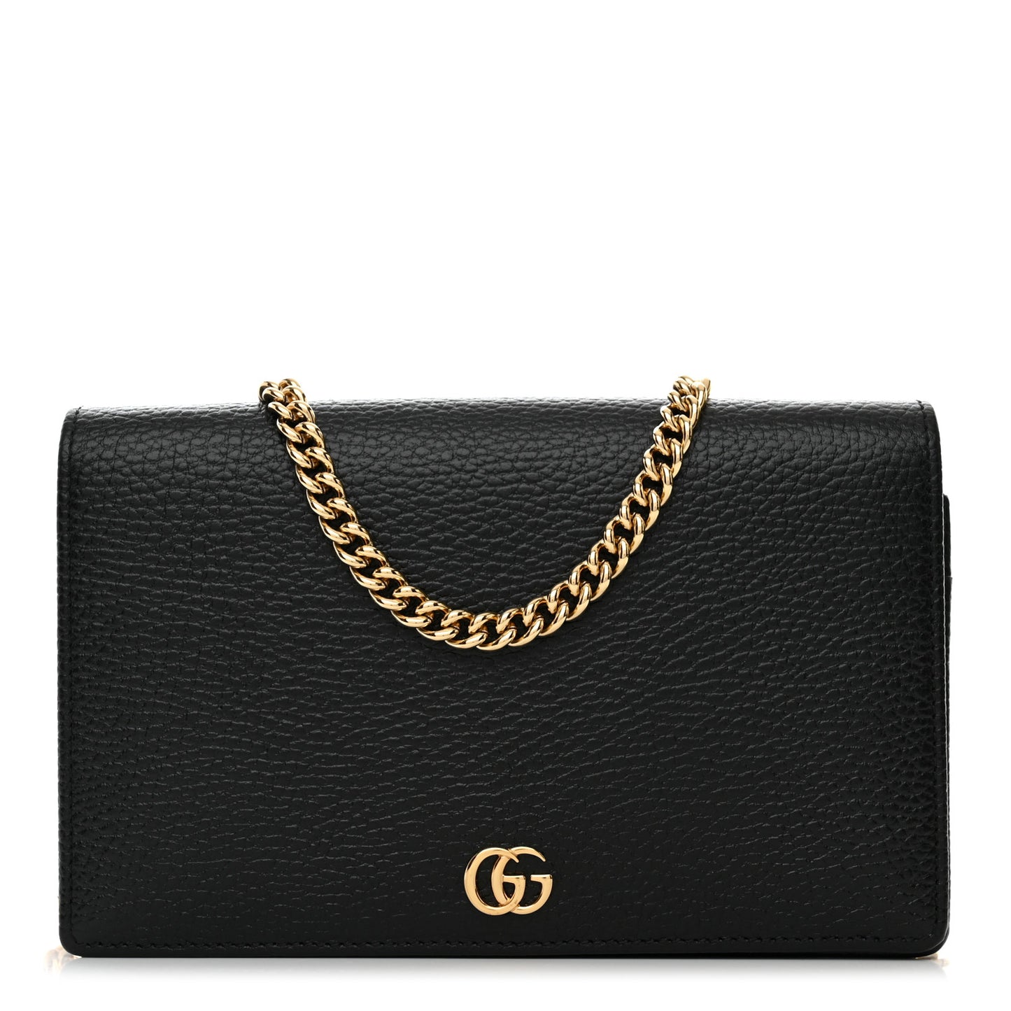 Calfskin Mini GG Marmont Chain Wallet Black