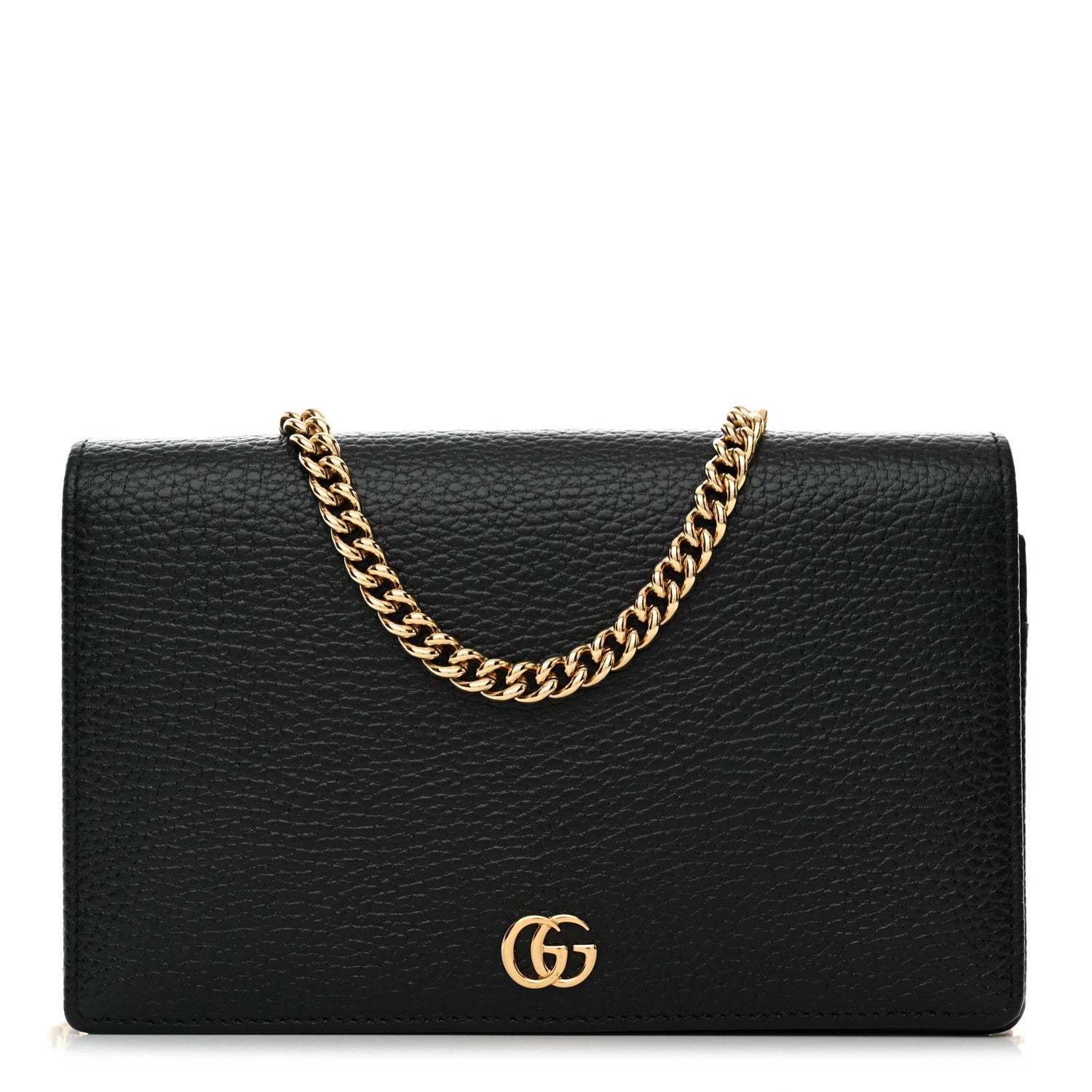 Gucci Calfskin Mini GG Marmont Chain Wallet Black 1 of 12