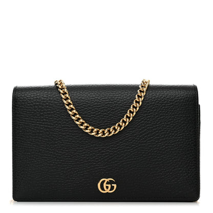 Gucci Calfskin Mini GG Marmont Chain Wallet Black 1 of 12