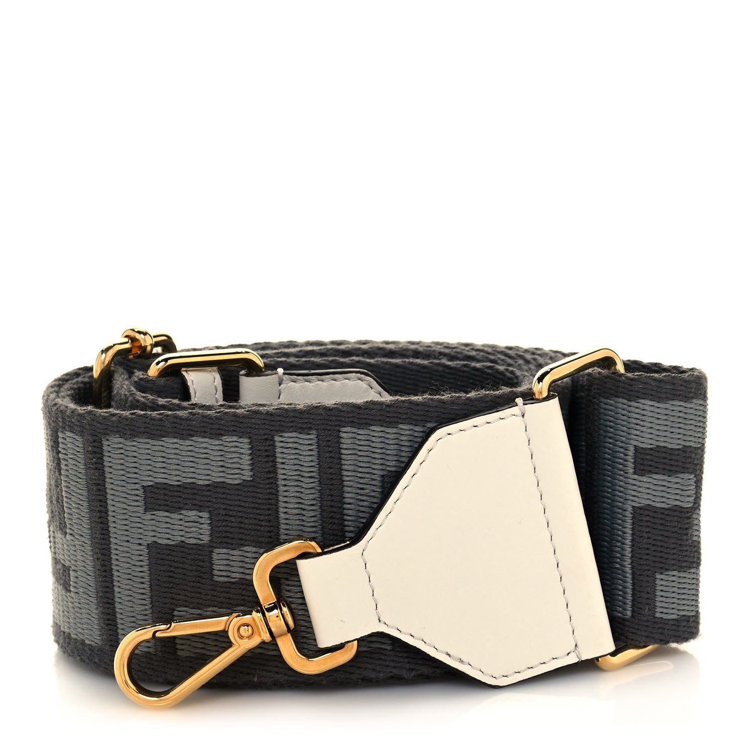 Fendi Ribbon Vitello Seta FF 1974 Adjustable Strap You Ardesia Pietra White Ice 1 of 5