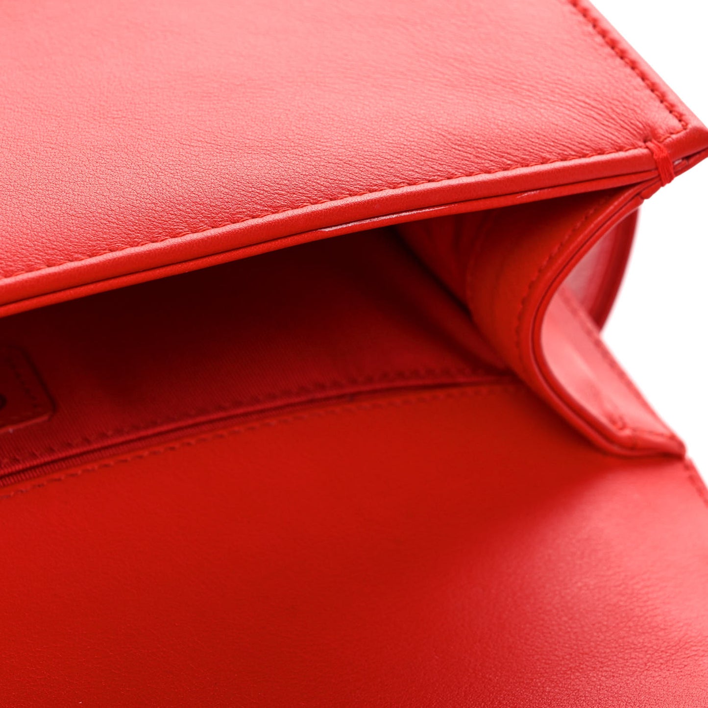 Calfskin Chevron Quilted Medium Boy Flap Red