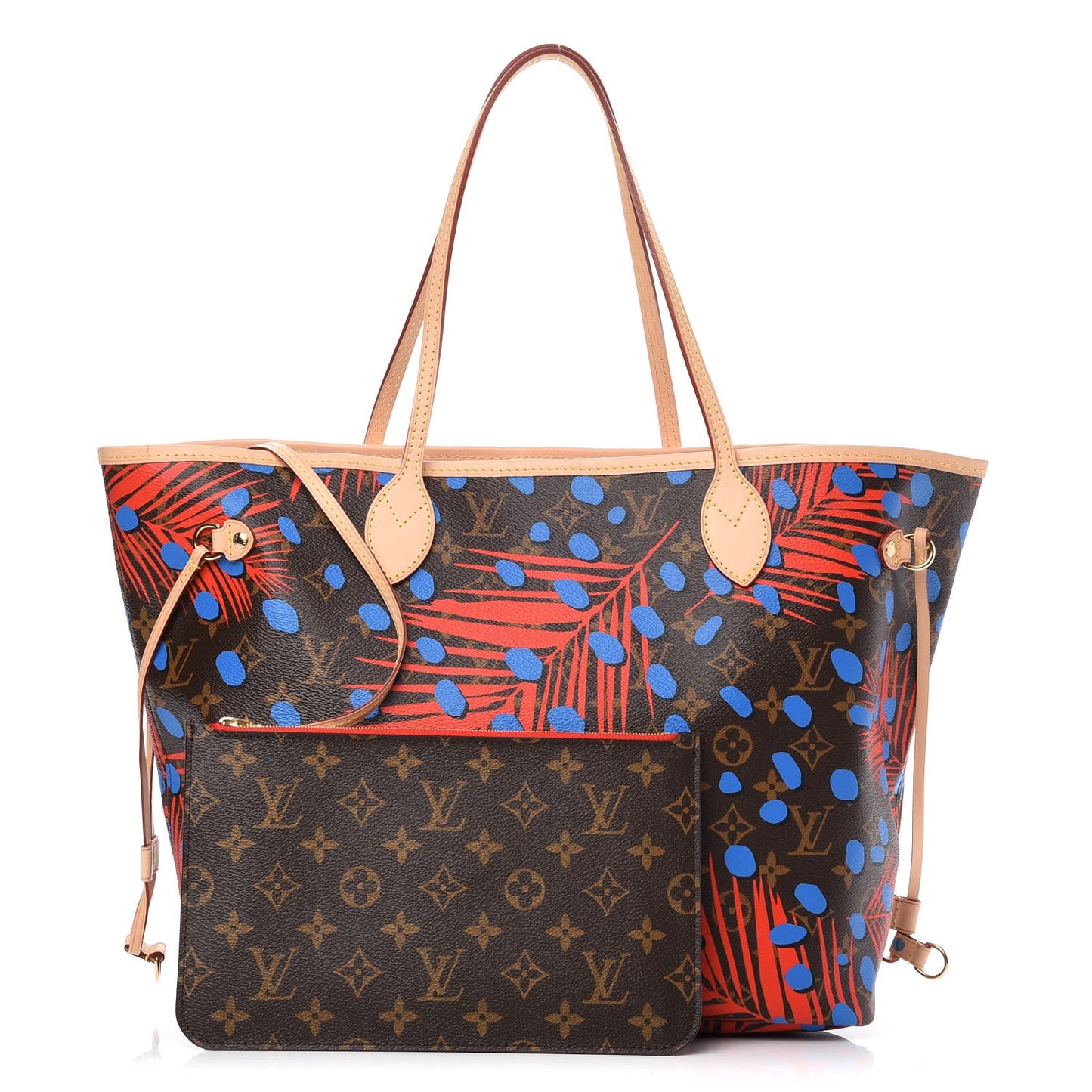 Monogram Jungle Dots Neo Neverfull MM Coquelicot Denim
