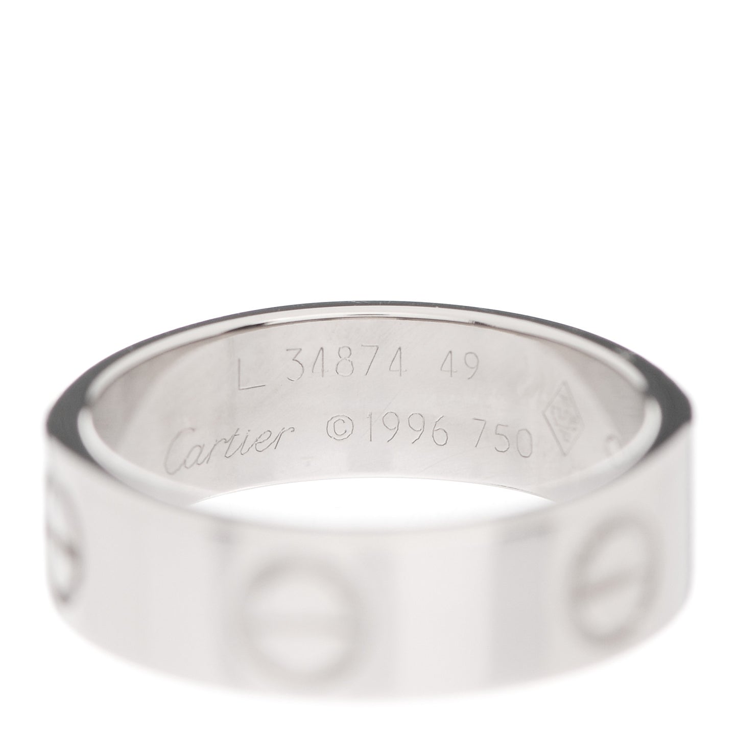 18K White Gold 5.5mm LOVE Ring 49 4.75