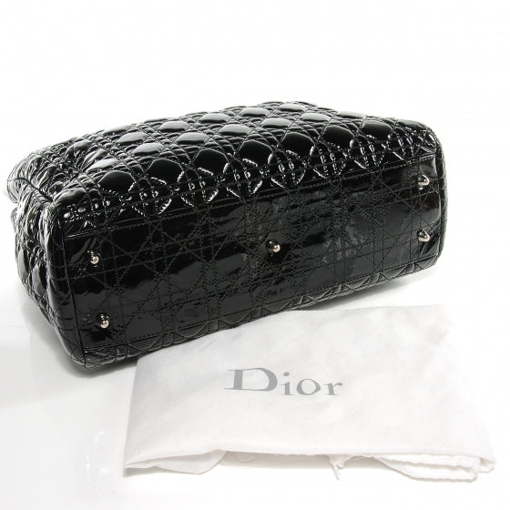 Patent Cannage Dior Soft Shopping Tote Black