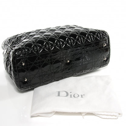 Christian Dior Patent Cannage Dior Soft Shopping Tote Black 4 of 7