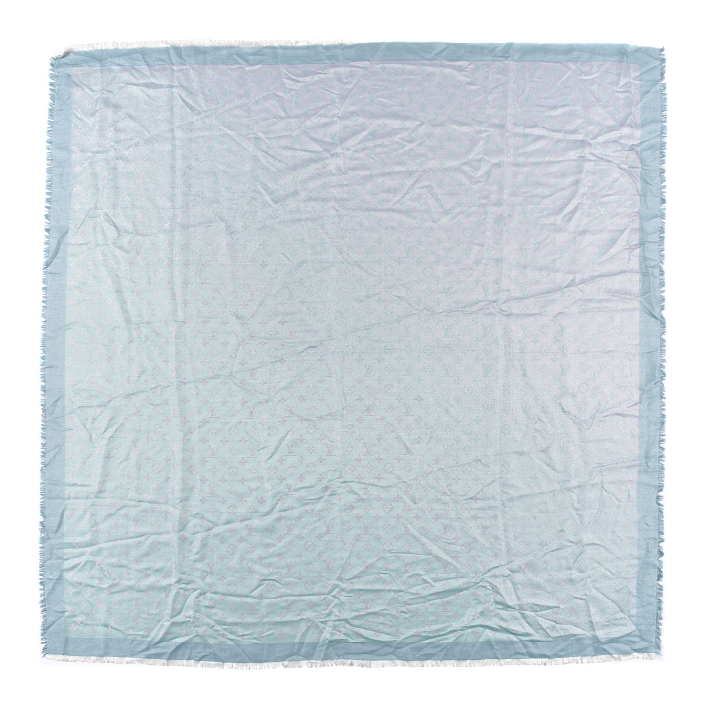 Silk Cotton Shine Monogram Shawl Turquoise