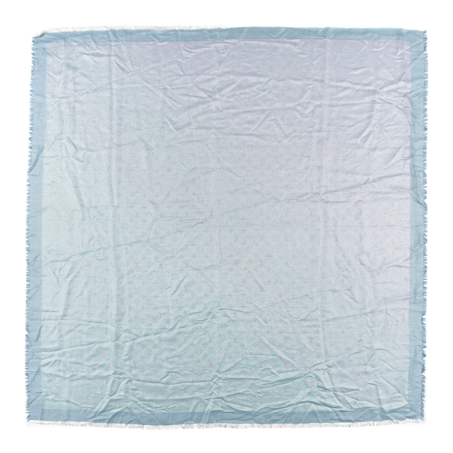 Louis Vuitton Silk Cotton Shine Monogram Shawl Turquoise 1 of 3