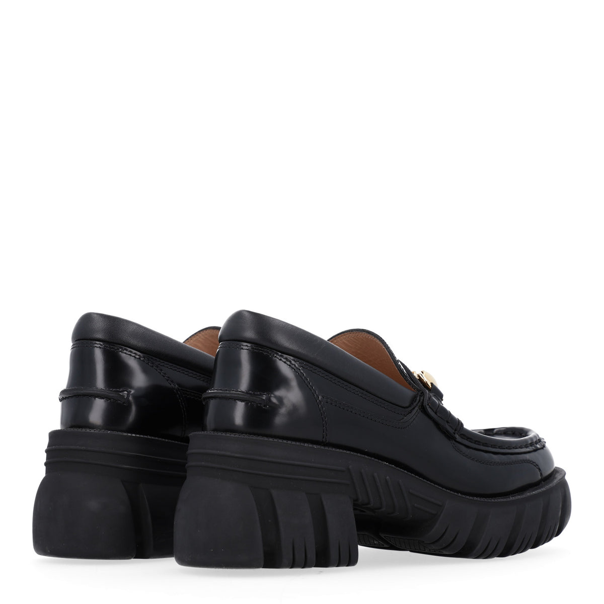 Magnum Calfskin Nappa Samoa Womens Horsebit Platform Chunky Lug Sole 40mm Loafers 37 Black