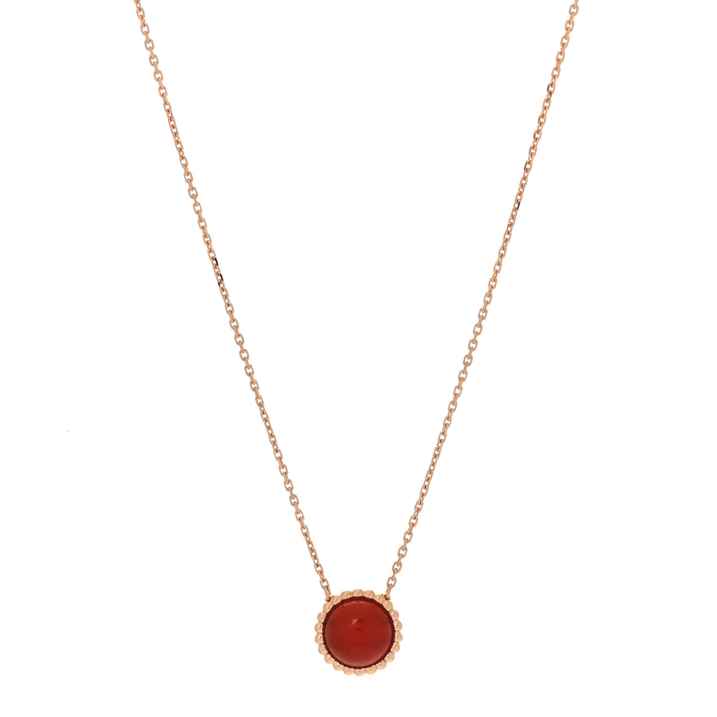 18K Rose Gold Carnelian Perlee Couleurs Pendant Necklace