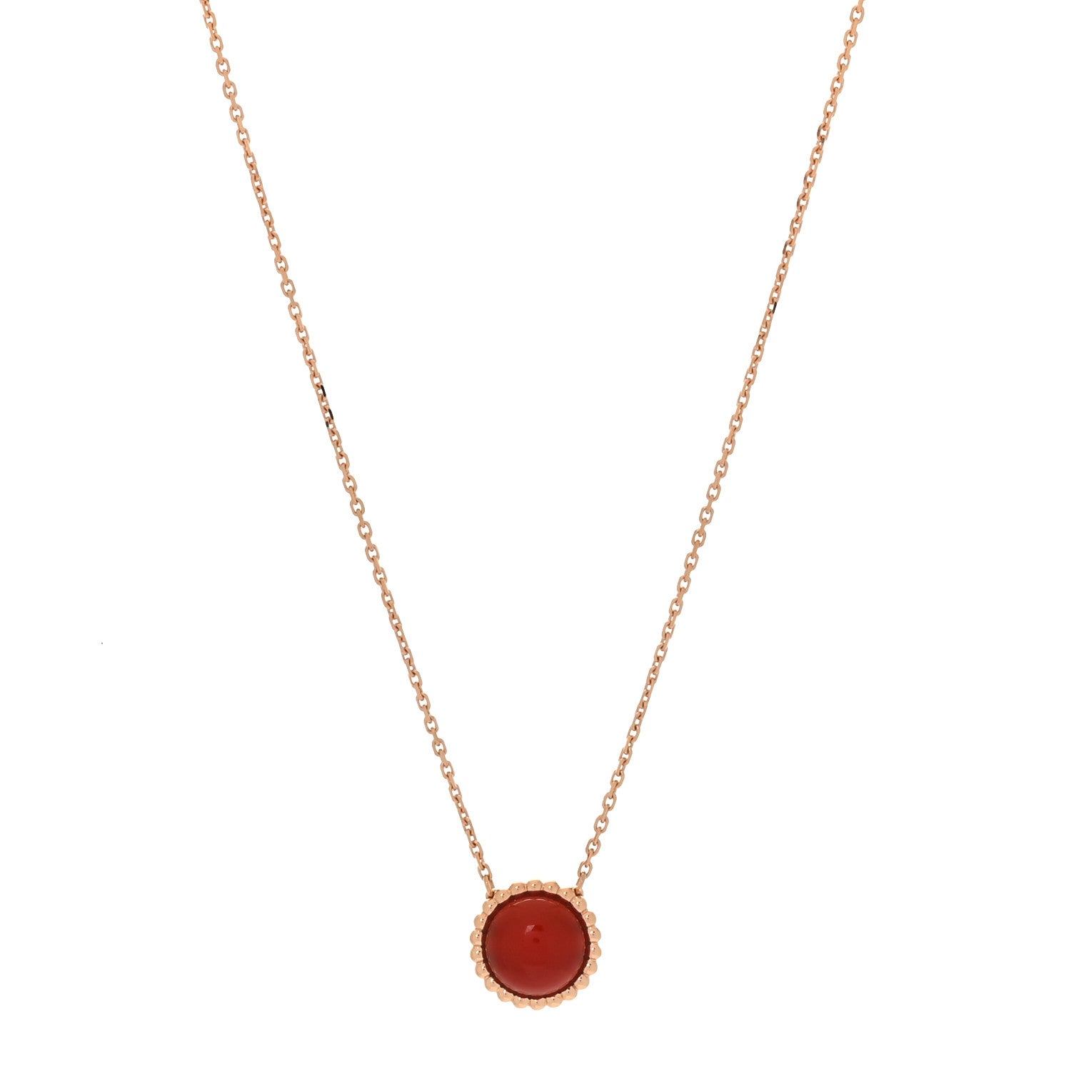 Van Cleef & Arpels 18K Rose Gold Carnelian Perlee Couleurs Pendant Necklace 1 of 6