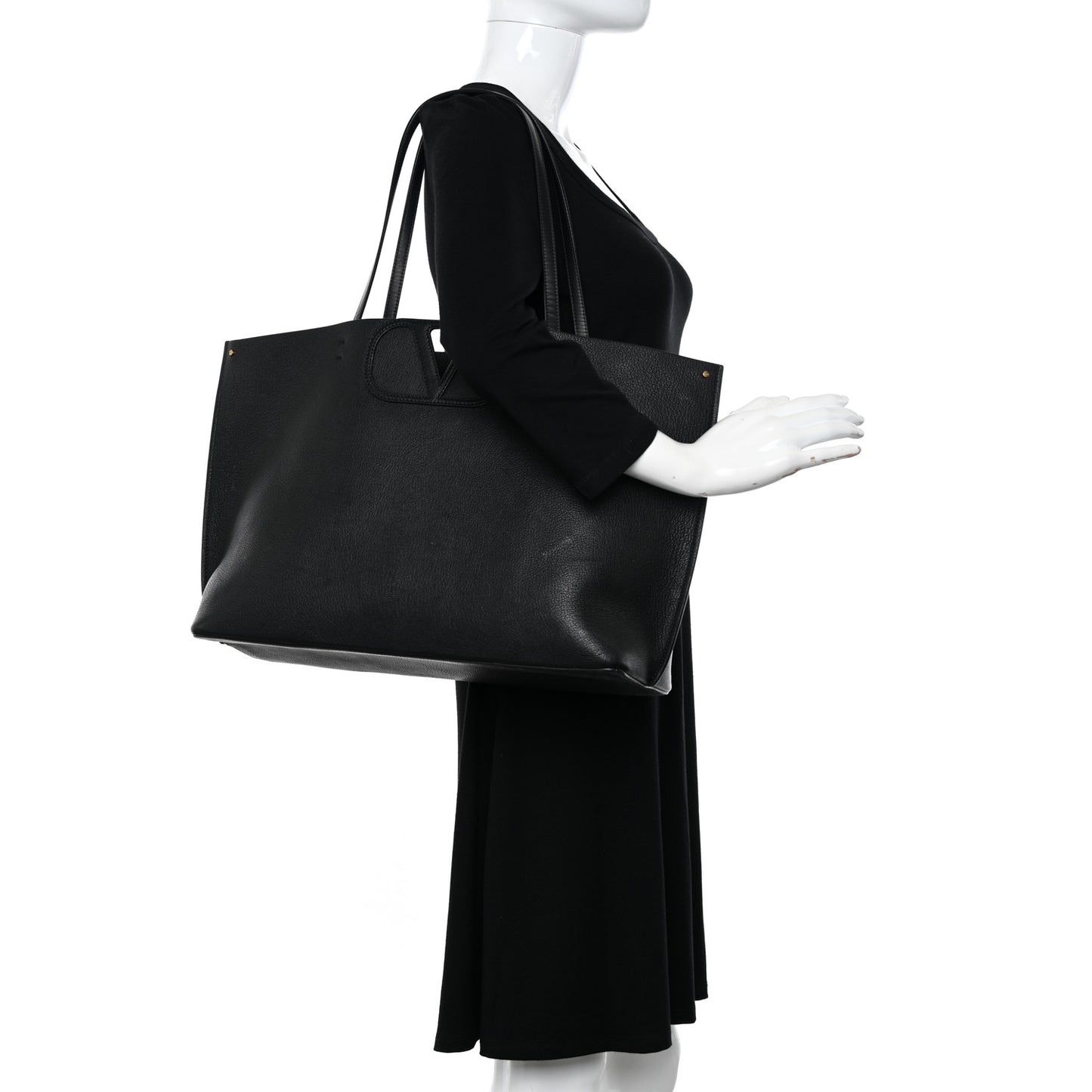 Calfskin Large Vlogo Tote Black